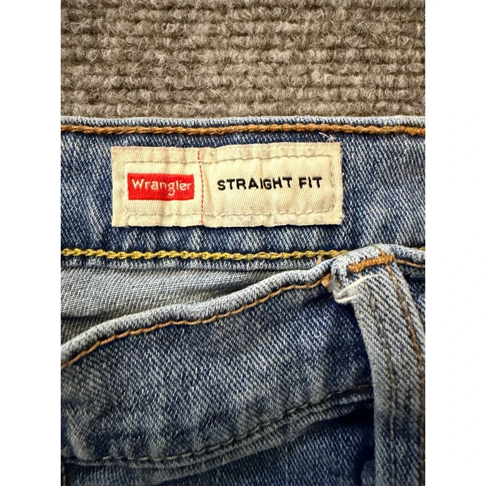 Wrangler Straight‎ Fit Mens Jeans 36x32 Light Wash Premium Denim Pants